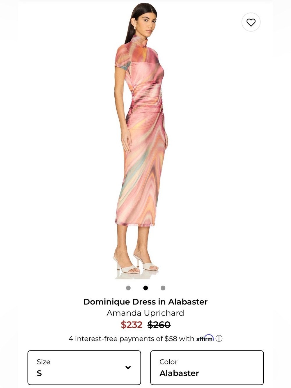 Amanda Uprichard Marble-Print Midi Dress in Pink and Peach - Picture 11 of 12